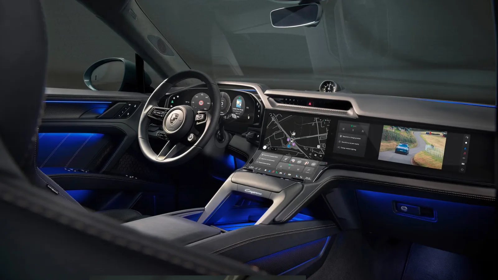 Porsche Cayenne Elétrico 2026 tem interior revelado com três telas gigantes e mais de 1.000 cv