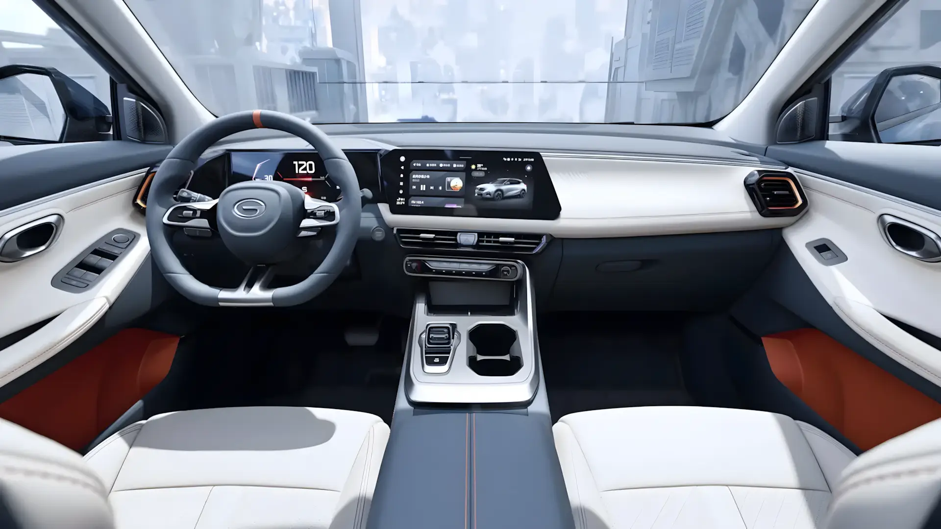 Interior do GAC GS3 com central multimídia de 14,6 polegadas