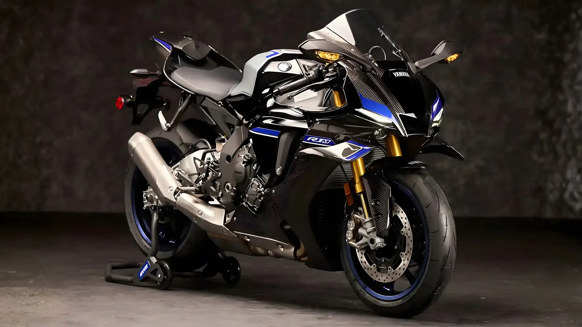 Yamaha R1 2026 na cor azul Deep Purplish Blue Metallic vista lateral completa