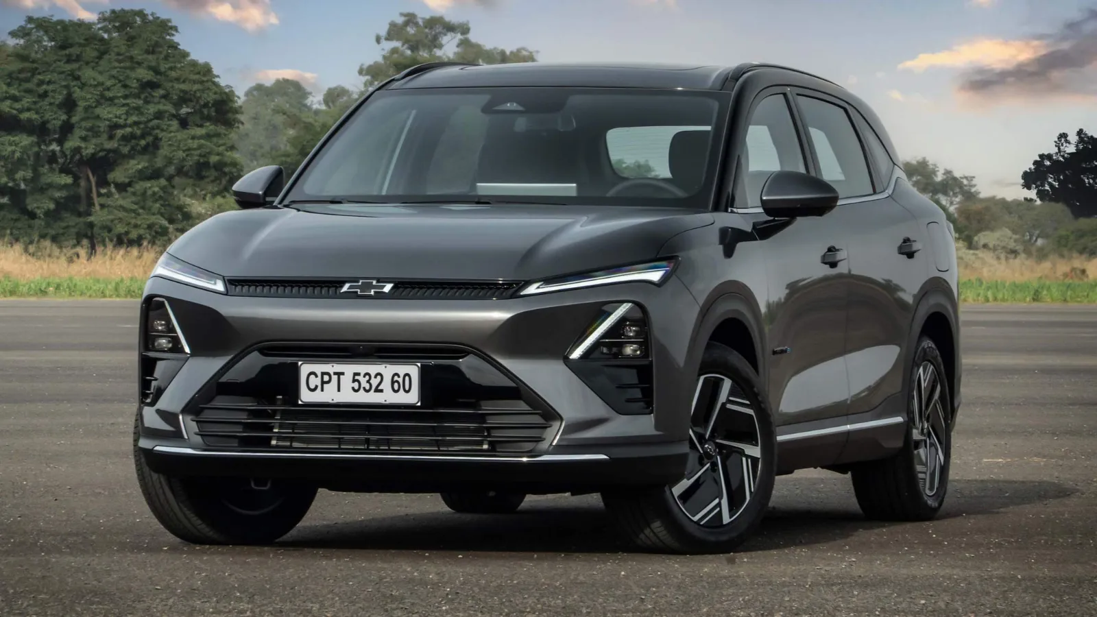 Perfil lateral do Chevrolet Captiva EV 2026 destacando as rodas de 18 polegadas
